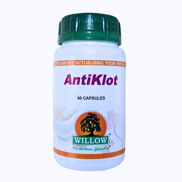 Willow AntiKlot - natural supplement designed to support healthy blood flow, reduce clotting risk, and promote cardiovascular wellness.