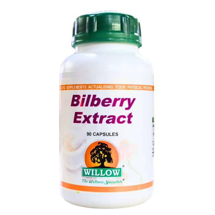 Willow Bilberry Extract – 90 capsules providing antioxidant support for eye health, circulation, and overall wellbeing naturally.
