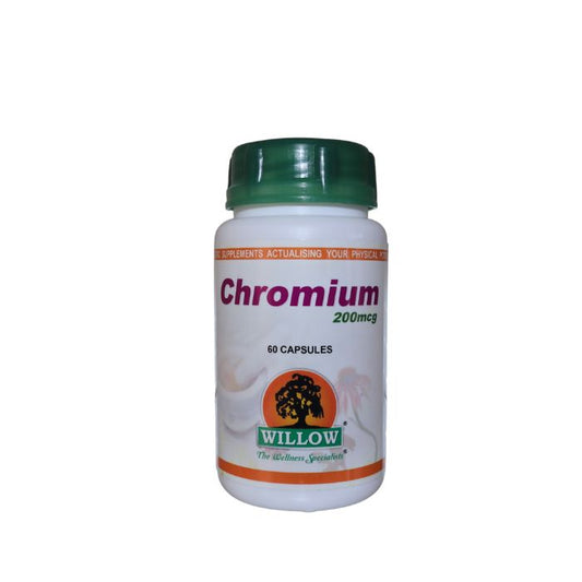 Willow Chromium 200mcg 60 capsules - dietary supplement supporting metabolism, blood sugar balance, and overall wellness by Willow.