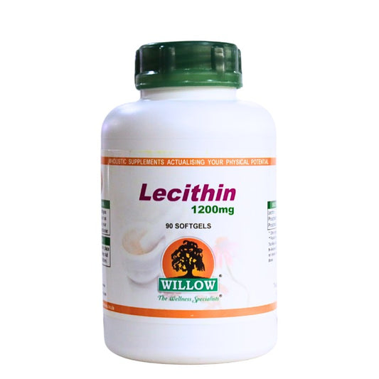 Willow Lecithin 1200mg 90 Softgels – natural supplement supporting brain health, liver function, and cholesterol balance.

