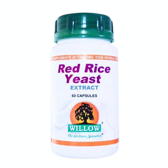 Willow Red Rice Yeast Extract is a natural supplement traditionally used to support healthy cholesterol levels, cardiovascular function, and overall heart wellness.
