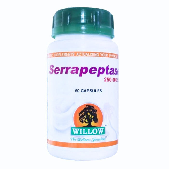 Willow Serrapeptase is a natural enzyme supplement known for its anti-inflammatory properties, supporting pain relief, sinus health, and healthy circulation.
