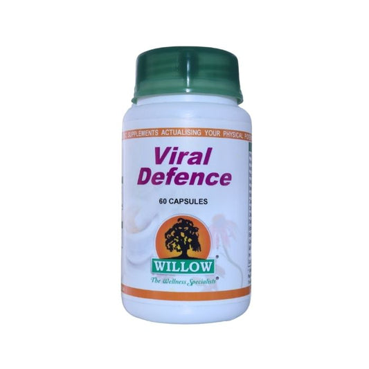 Bottle of Willow Viral Defence 60 Capsules, a natural supplement designed to support immune health and help protect against viral infections.