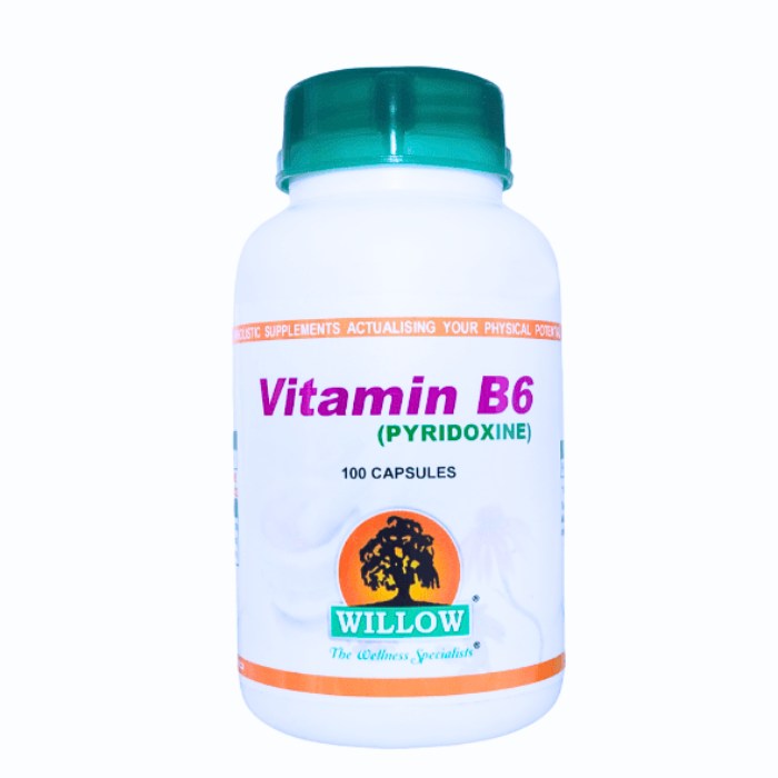 Willow Vitamin B6 (Pyridoxine) is a nutritional supplement that supports brain function, energy metabolism, hormone regulation, and nervous system health.
