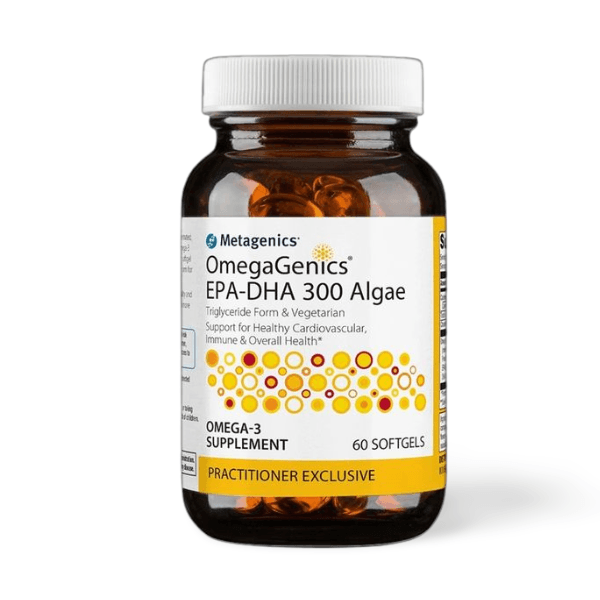 Metagenics OmegaGenics®& EPA-DHA 300 Algae features a concentrated, purified vegetarian source of omega-3 fatty acids. Take care of yourself with The Good Stuff online. Nationwide delivery. - The Good Stuff