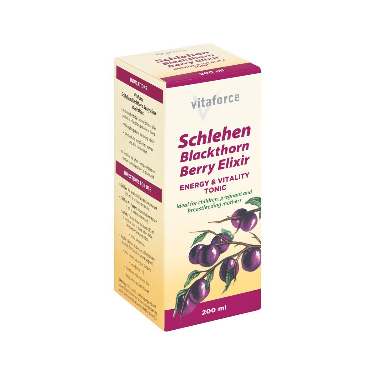schelen elixir blackthorn berry elixir, benefits body's natural balance, medicine measures half a medicine measure two medicine measures fruit salad natural yoghurt