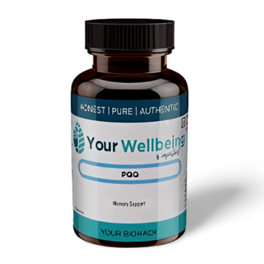 YOUR WELLBEING PQQ – Cellular energy supplement supporting mitochondrial health, cognitive function, anti-ageing, and overall vitality.
